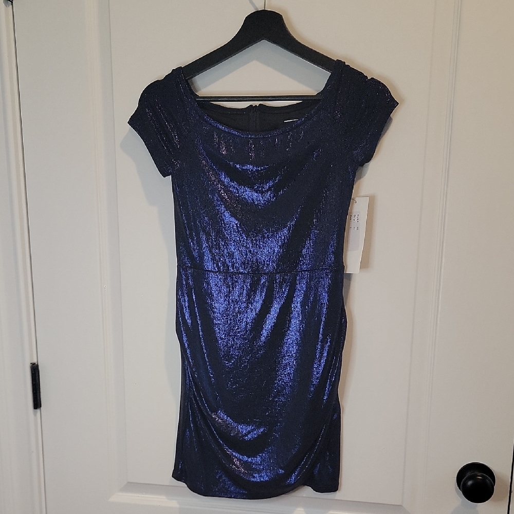 By DEBRA, Metallic Blue Dress, Juniors, Size Large